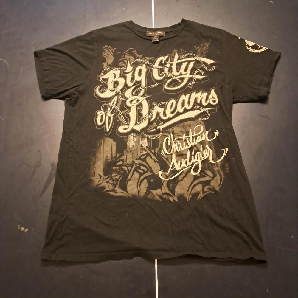 Ed Hardy Men's Black and Gold T-shirt